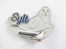 Sylt Nordsee Premium Metall Magnet Schieber Souvenir Insel Seehund Möwe