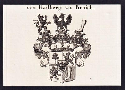 Hallberg Broich - Wappen coat of arms Heraldik Kupferstich Genealogie 1820