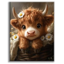 Highland Cow Diamond Art Kits for Adults, 5D Baby Cow Diamond BLKJDP14