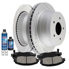 Drilled Rear Brakes rotors Ceramic Pads For Chevrolet S10 Blazer GMC Oldsmobile