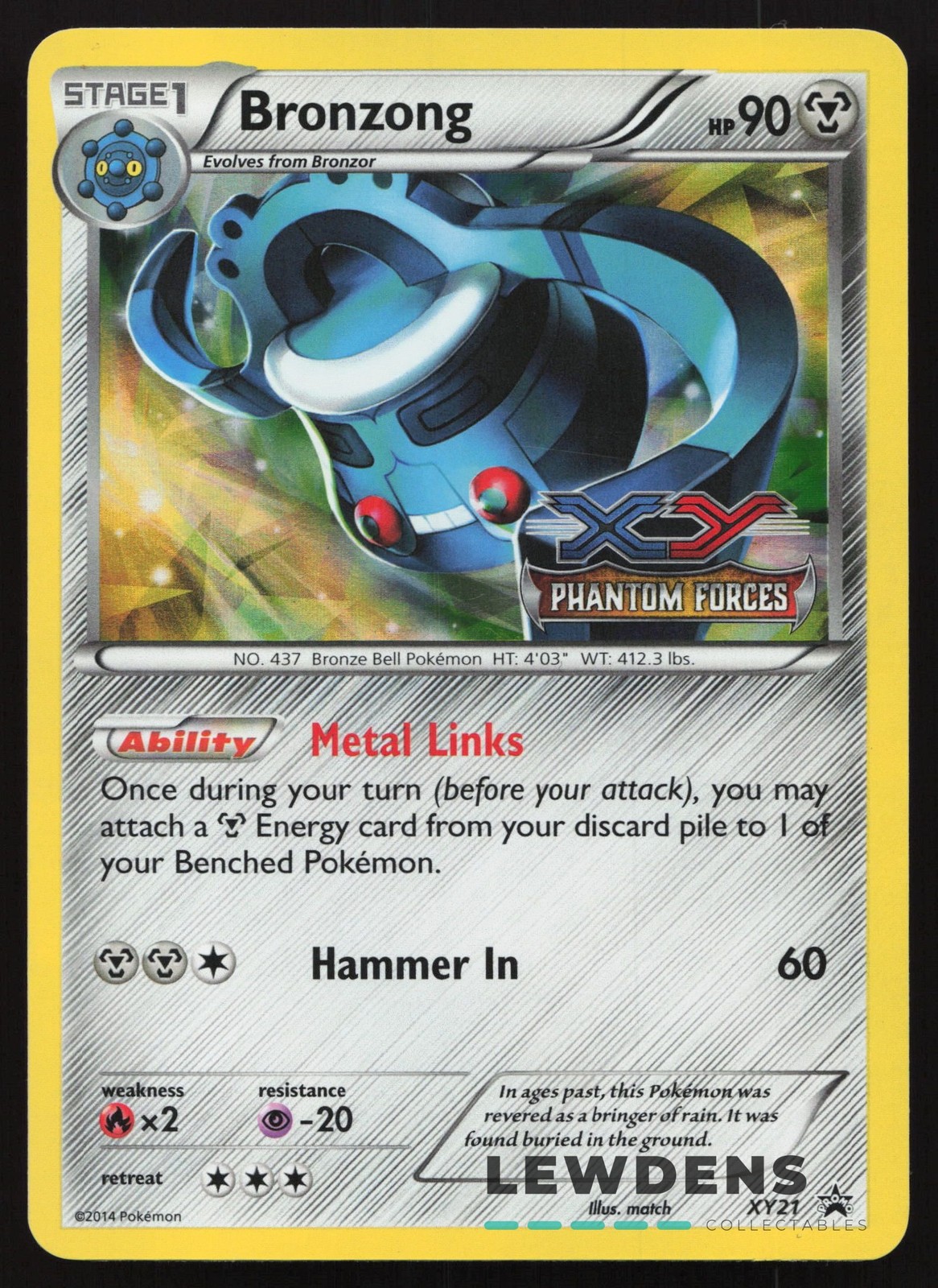 Bronzong - XY21 - Phantom Forces Stamped - XY Black Star Promo Pokemon Card - 1