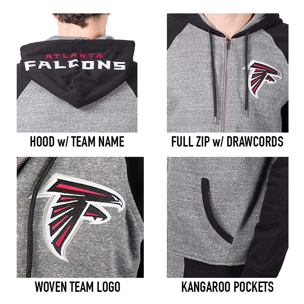 Ultra Game NFL Las Vegas Raiders Mens Full Zip Soft Fleece Raglan Hoodie, Team image 5