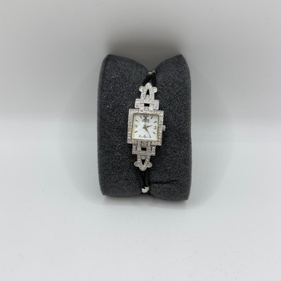 221- Xavier Watch with Rectangular Dial with White Stones