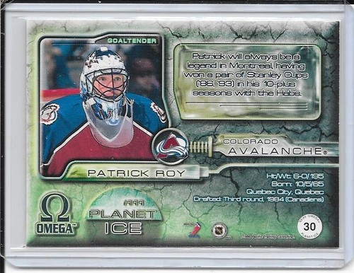 1998-99 Pacific Omega Patrick Roy Planet Ice # 30 - Picture 2 of 2