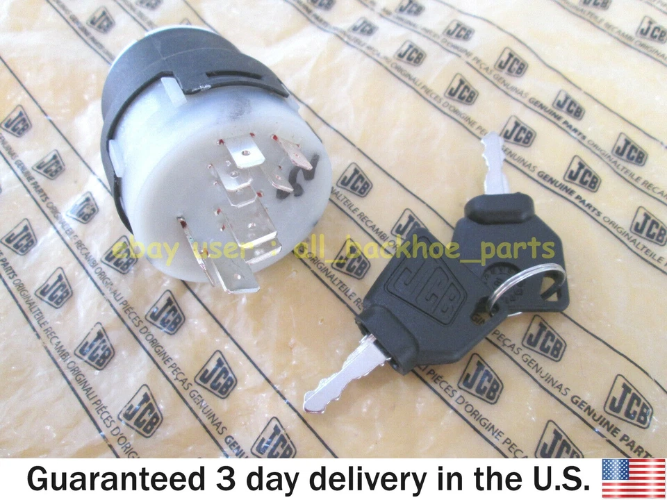 Retroexcavadora JCB - INTERRUPTOR DE ENCENDIDO JCB ORIGINAL Y 2 LLAVES (PARTE# 701/80184 701/45500) Foto 3 de 4