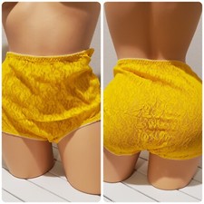 Teri Lingerie All Lace Nylon Brief Panty Full Cut 9/2XL Carnation YELLOW 308