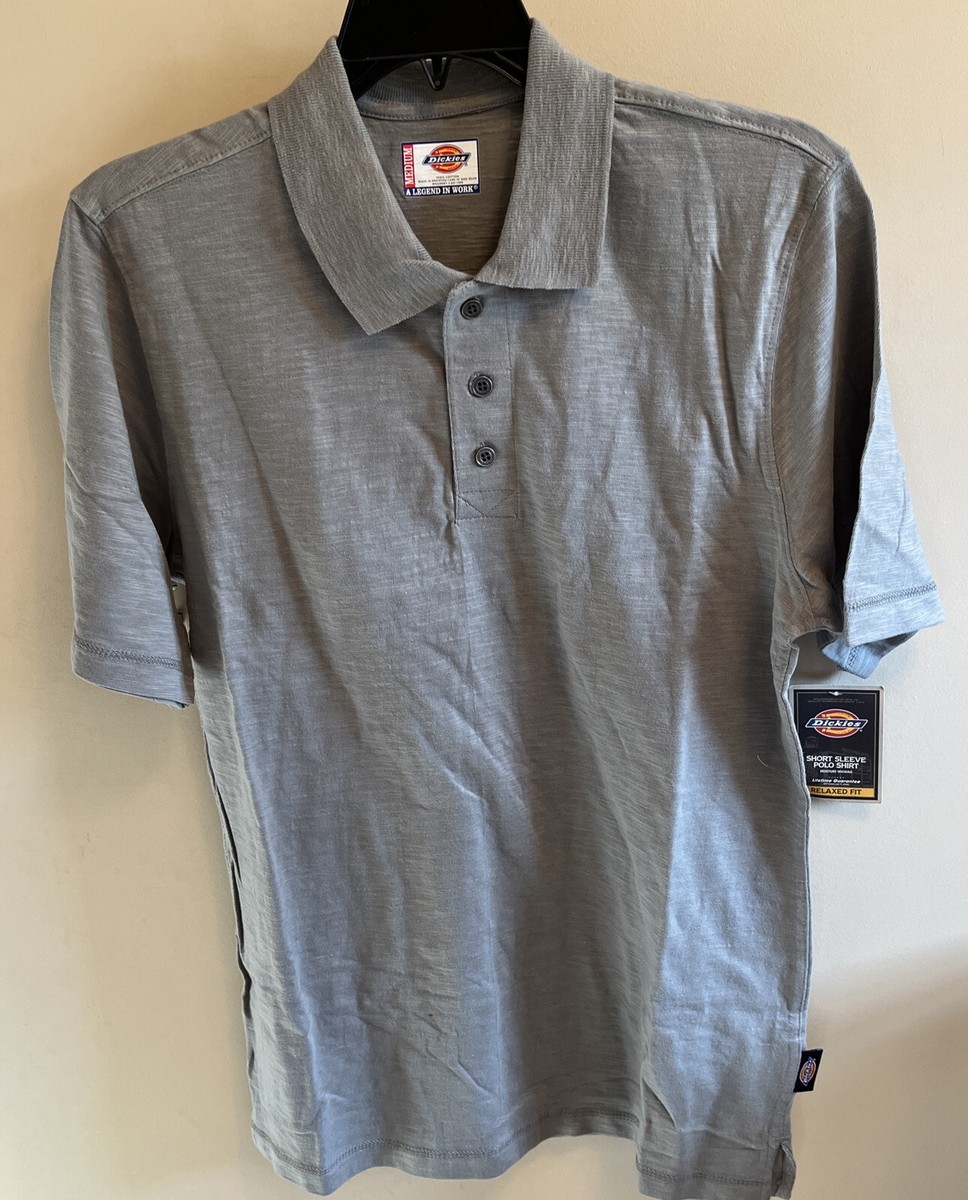 Dickies Men's Gray Short Sleeve Polo Shirt NWT Medium