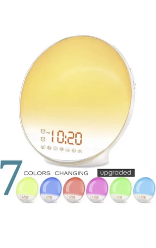 Smart Wake Up Sunrise Alarm Clock for Heavy Sleepers Kids Nightlight 7 Colors!