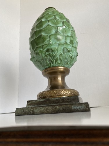 Bronze Artichoke Finial w/Acanthus Leaves mounted on a Bronze Base Polychrome - Picture 6 of 12