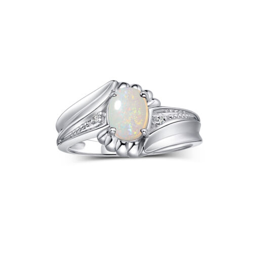 RYLOS 14K White Gold Swirl Z Ring Oval Gemstone & Diamond Accent, Sizes 5-10 - Picture 20 of 30