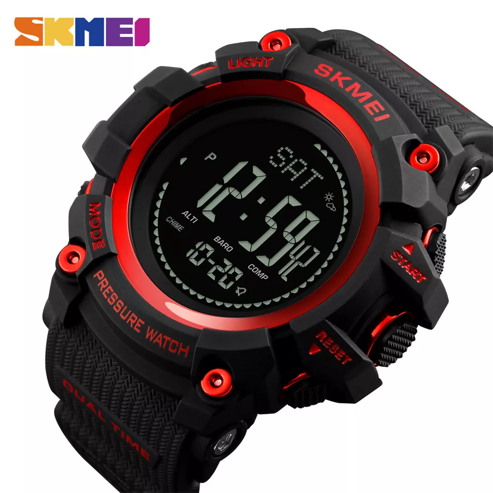 SKMEI Mens Sport Watches Calories Digital Watch Altimeter Compass Weather 1358