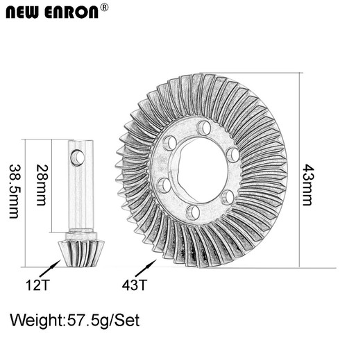 AXI252007 Steel Helical Differential Ring Pinion Gear 43T/12T For AXIAL 1/6 SCX6 - Picture 13 of 19
