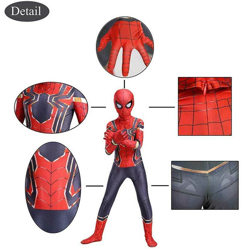 OOCCO Spider Costume For Kids, Halloween Costumes Super Hero Cosplay 3D Spandex Bodysuit Jumpsuit For Boys Children In | Whizz - Foto 7