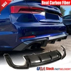 For Audi S5 A5 B9 Sline 2017-2020 Real Carbon Rear Bumper Diffuser Lip Spoiler