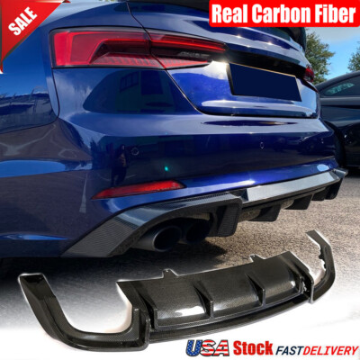 For Audi S5 A5 B9 Sline 2017-2020 Real Carbon Rear Bumper Diffuser Lip Spoiler