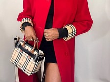 Peter James Vintage Wool Cashmere Red Coatcustom Burberry Lining Trim G15