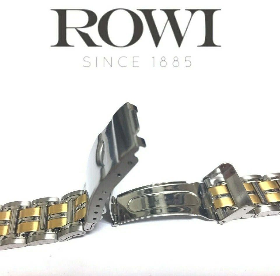 NUEVA CORREA DE RELOJ PULSERA 18mm 20mm 22mm ROWI 304204 ACERO INOXIDABLE/CHAPADA EN ORO Foto 4 de 4