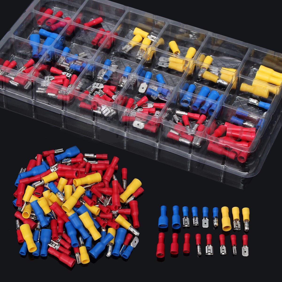 120* Assorted Insulated Electrical Wire Terminal Crimp Connector Spade