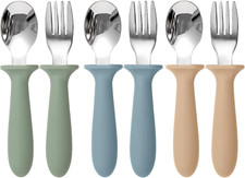 Toddler Utensils 6 Pack Kids Silverware Set with Silicone Handle, 18/8 Stainless