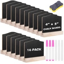 23pcs Mini Chalkboard Signs with Stand with 16 Pack Reusable Wooden Tabletop ...