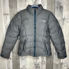 North Face Nuptse retro puffer coat 700 goose down xs heather gray blue