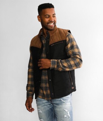 Men s Outpost Makers Vest Corduroy and Polyester Zip Up SZ M Trendy
