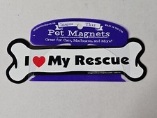 Bone Shaped Car Magnet - I Heart My Rescue - Bumper Sticker Decal