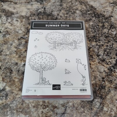 BRAND NEW Stampin Up Summer Days Cat Dog Rabbit kids Trees Kite Flying Road