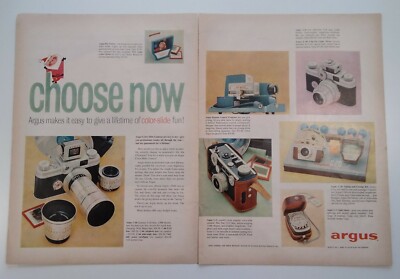 Argus Camera Print Ad Original Vintage 1950s 35mm Christmas Gifts GE TV Seagram