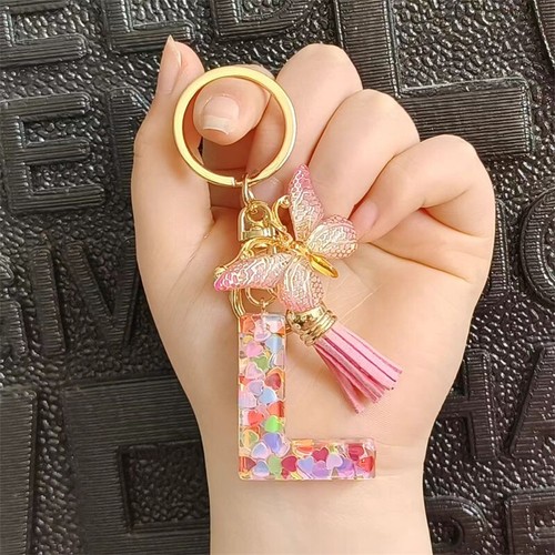 Cute Tassel Butterfly Keychain, 26 Letters, Car Keys/Purse Charm, Gift Idea - 第 36/50 張圖片