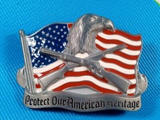 Vintage Protect Our American Heritage Great American Pewter Belt Buckle. FREE S