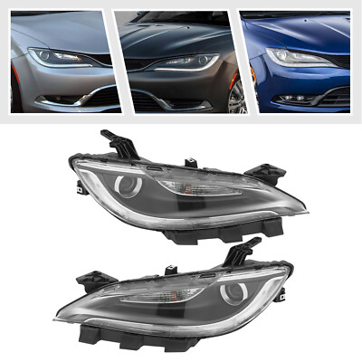 Left & Right Headlight for 2015-2017 Chrysler 200 w/o LED DRL Halogen Model Only