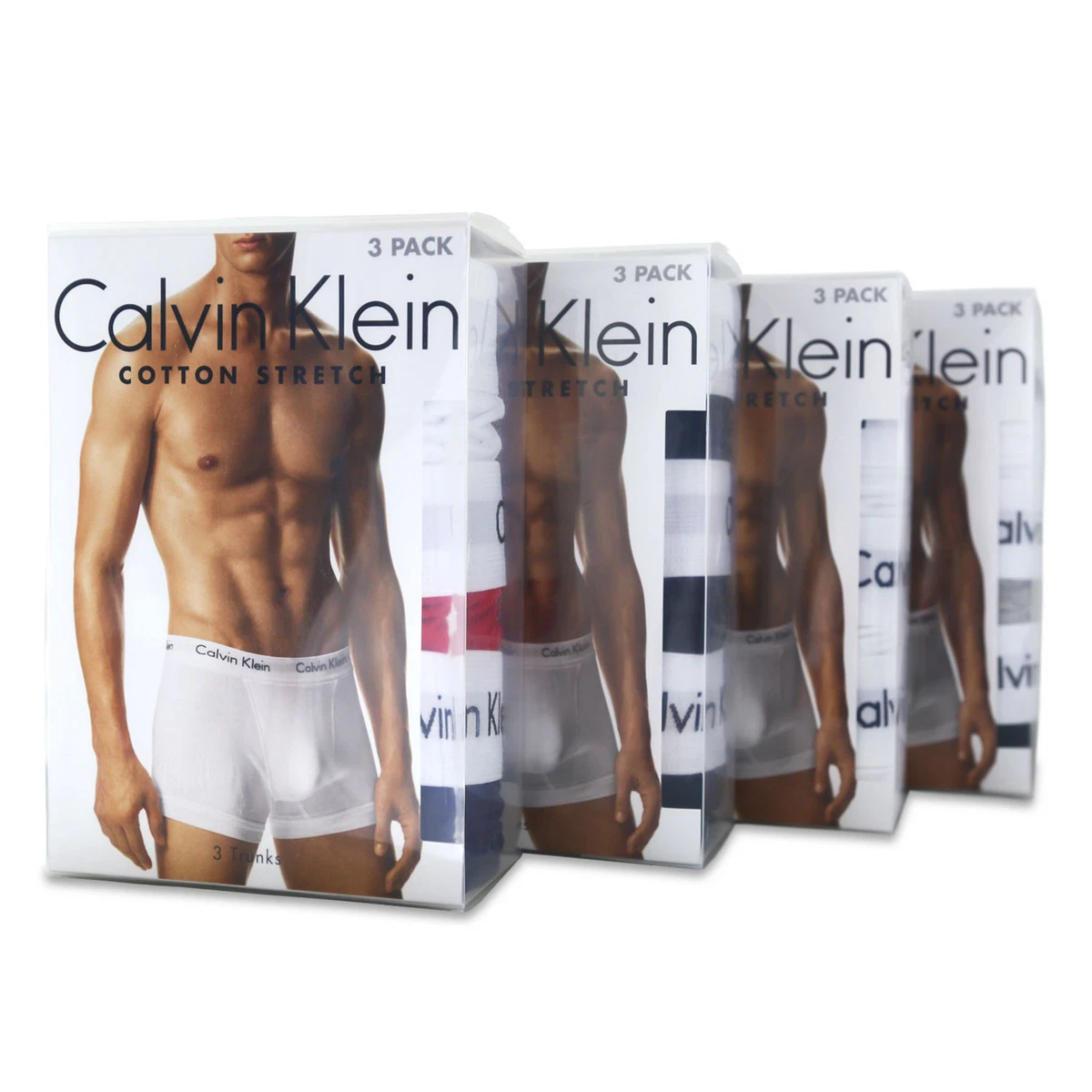 CALVIN KLEIN BOXERS - MENS CALVIN KLEIN COTTON STRETCH TRUNK - 3 PACK - RRP  £45