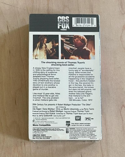 THE OTHER (1972) Sealed VHS CBS Fox Horror Creepy Twin Farm Town Murders Psycho - Imagen 3 de 6
