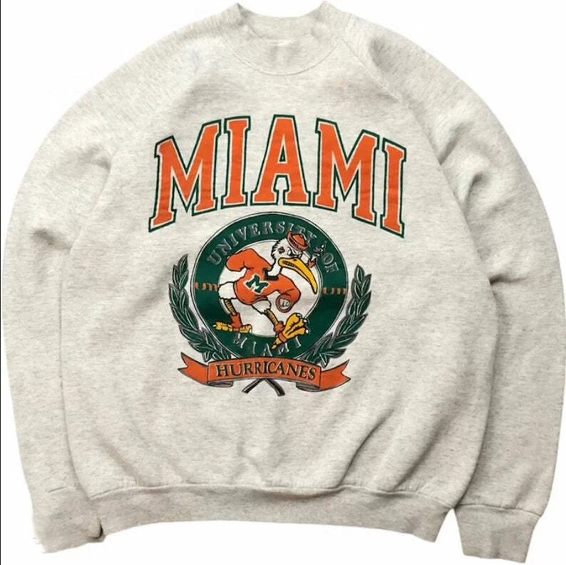 Vintage Hot Trend University of Miami Logo Sweatshirt, Vintage