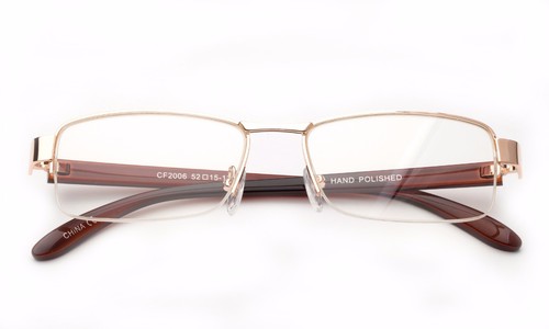 Gafas de lente transparente de metal medio borde marco rectangular marcos ópticos medio marco - Imagen 5 de 9