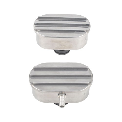 For SBC Chevy 58-86 Finned Tall Valve Cover &12'' Oval Air Cleaner &Breather Kit - Foto 10 di 13