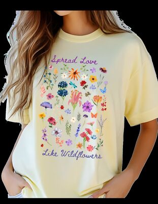 Spread Love Like Wildflowers Floral Comfort Colors T-shirt - Mom Daughter Gift