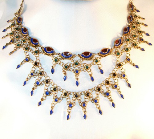 alte Email Collier Kette Emaille Collierkette Silber old enamel necklace /AZ 392 - Bild 1 von 8