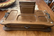 Vintage Men's Wooden Jewelry Box Dresser Valet Organizer caddy mcm kitsch