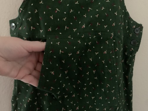 M Girls Vintage Cherokee Green Floral Corduroy Jumper Dress 80s 90s Retro Autumn - Picture 3 of 8