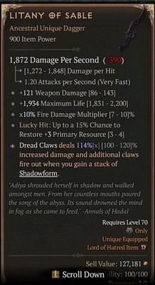 Litany of Sable 900 IP Warlock Season 13 SC D4 PS5