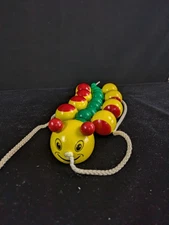 Rare HEROS Wooden Pull-Along Runny Caterpillar Toy - Baby Einstein