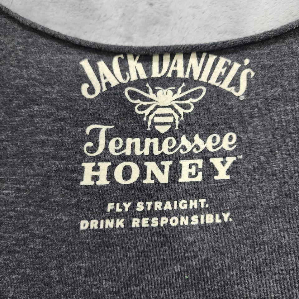 Jack Daniels Top Womens S Gray Tennessee Honey Whiskey Bee Keeper V-Neck Tank - image 4 of 4