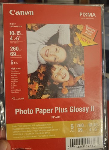 LOT OF 2 NEW Canon PIXMA 4"x6" Inkjet Photo Paper Plus Glossy II 5 Sheets PP-201 - Picture 2 of 3