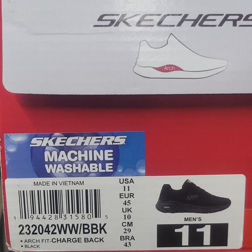 Skechers Arch Fit Charge Back Black Mens Size 11EW - Picture 2 of 8