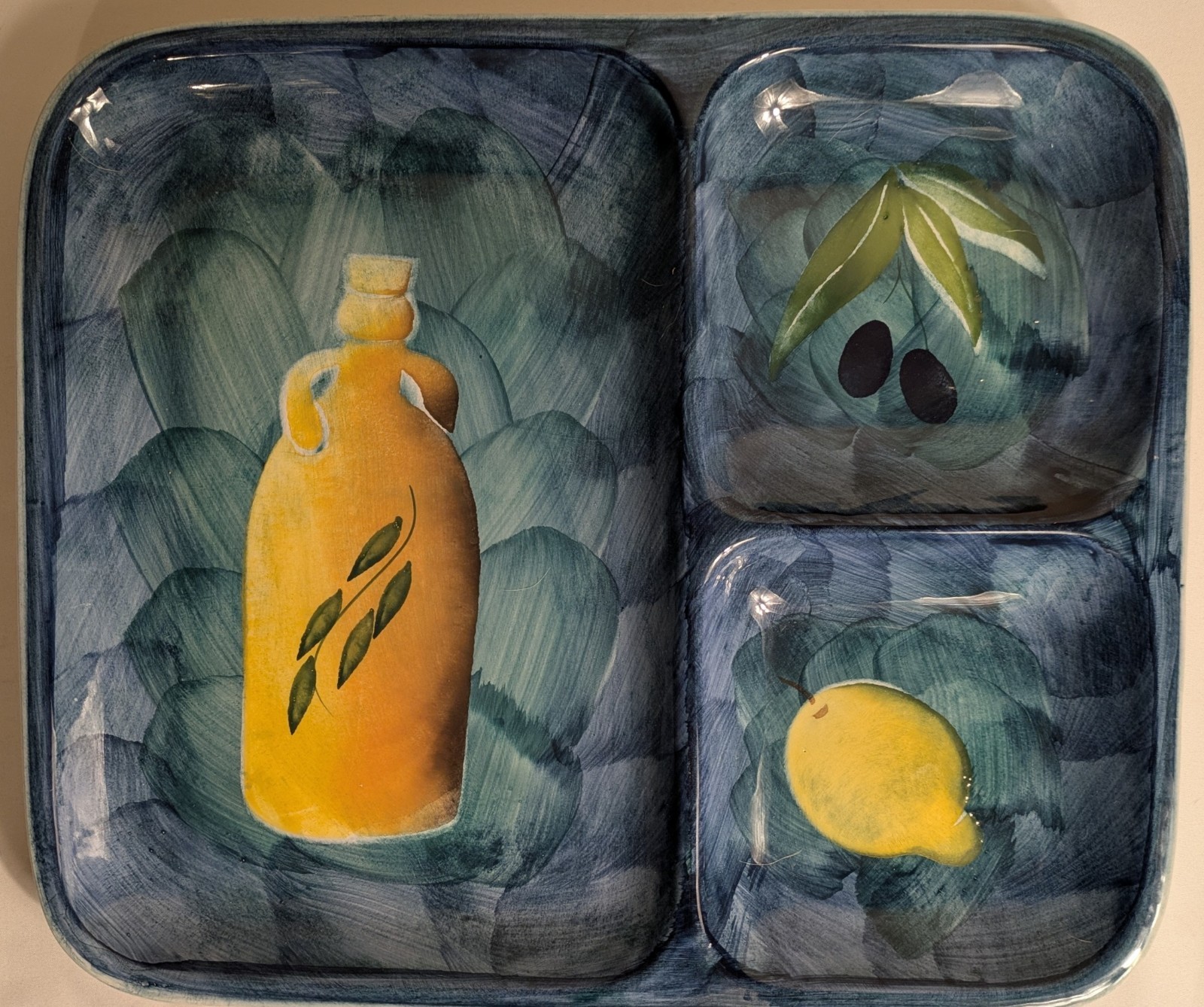 Vintage J C Penney Home Collection Still Life Divided Serving Tray Made In Italy