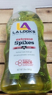 LA Looks Max Spikes Extreme Hold Level 12 Alcohol Free Hair Gel 20 oz TriActive