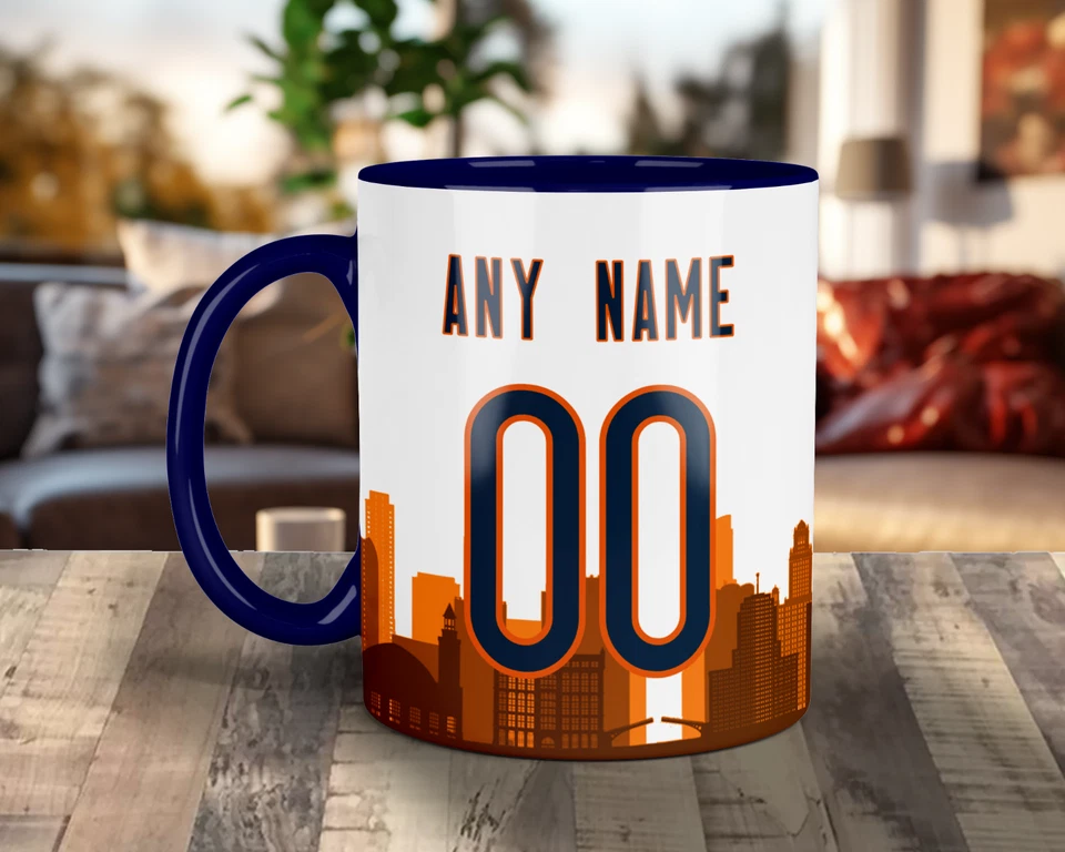 Taza Jersey Chicago Bears Skyline PERSONALIZABLE - Cualquier Nombre/Número - 11 OZ Foto 2 de 4