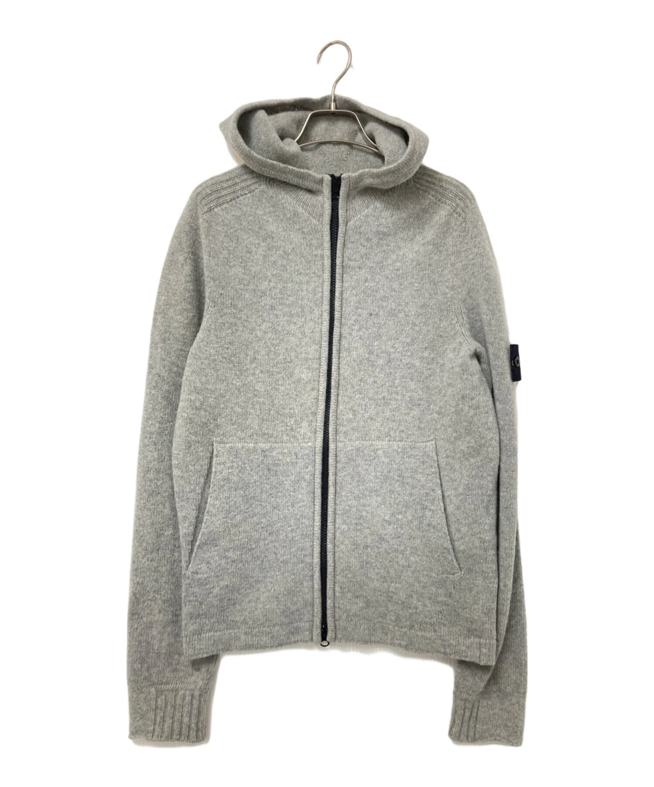 Felpa con cappuccio e zip in maglia STONE ISLAND taglia: S grigia uomo 6515534A3